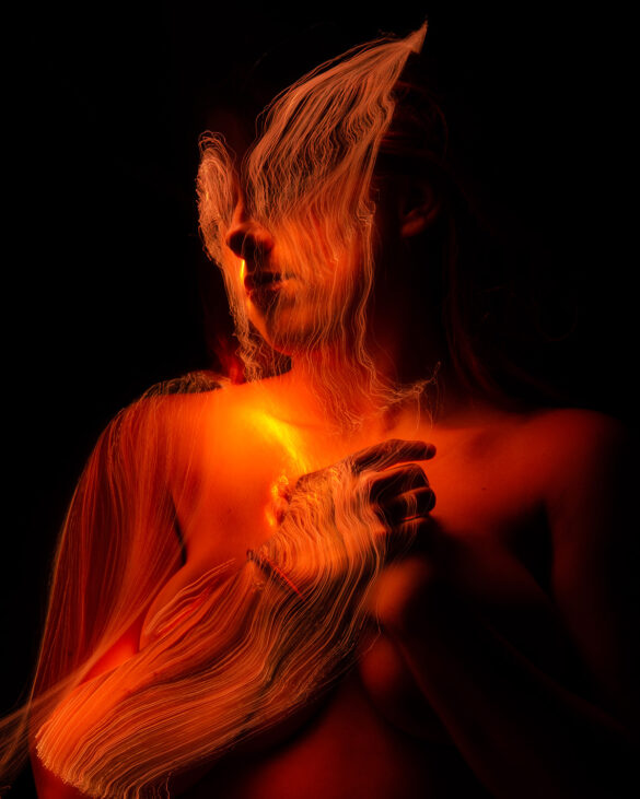 Lightpainting portrait of a woman