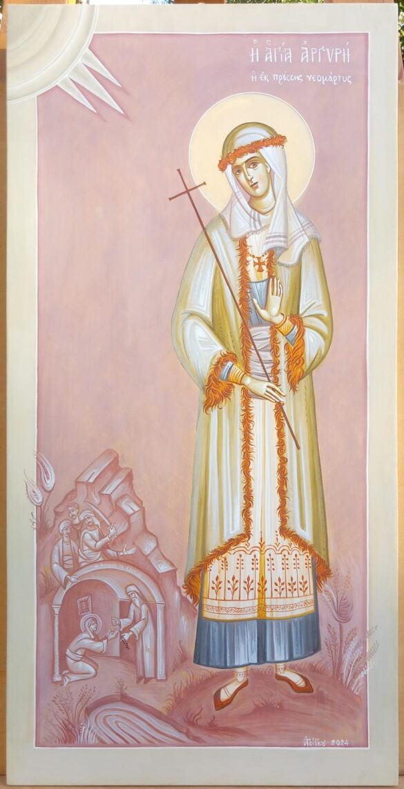 Αλεξάνδρα Τσίγκου, Αγία Αργυρή, 80x40cm, Αυγοτέμπερα σε ξύλο